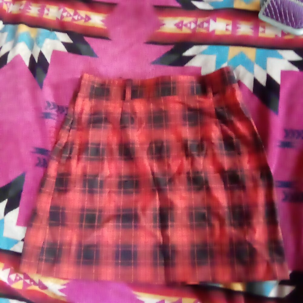 H&M Divided Red Plaid Mini Skirt